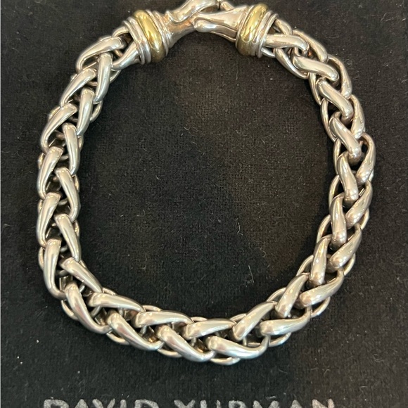 Authentic David Yurman Sterling Silver and 
14k Gold Wheat Chain Bracelet - Picture 3 of 4